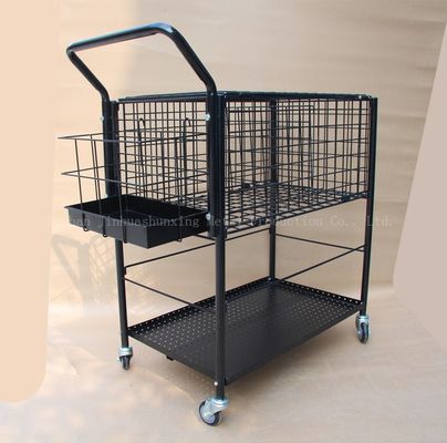 800mm Tinggi 370mm Lebar Rak Penyimpanan Peralatan Olahraga Ballport 325 Bola Tenis Pengajaran Keranjang, Warna Hitam