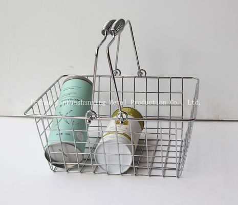 135mm Tinggi 285mm Modern Farmhouse Décor 's Market-Style Wire Basket untuk Kamar Mandi, dapur dengan pegangan, tas kain