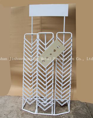 Panjang 1055mm Widh 585mm Waterfall Tile Sample Display Rack Putih Dengan Iklan Untuk 36 Sampel