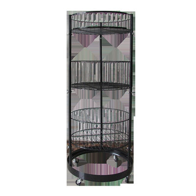 Metal Black Cylinder 497mm Dia Rak Pajangan Kelontong 1080mm Hight