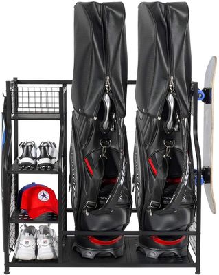OEM Black Color 2 Golf Bag Garage Organizer Rack Untuk Supermarket