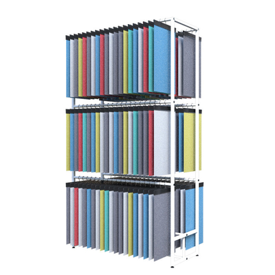 Rak Display Sampel Kain 3 Tingkat Putih Stand Display Toko Kain