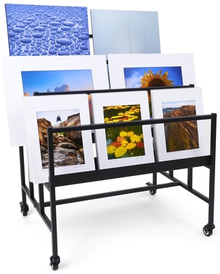 Black Mobile Art Display Stand Rak Buku 3 Tingkat, rak display untuk harga toko