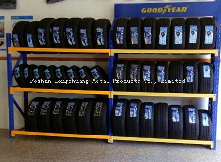 Rak Display Ban Mobil Penyimpanan Baja Kustom, rak display penyimpanan gudang dengan tiga rak