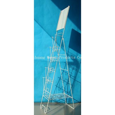 Persetujuan TUV Portabel Rak Display Majalah Logam H1000mm, Rak Buku Dengan  Putih