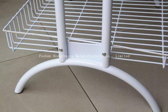 Rak pajangan logam keripik kentang khusus dengan empat keranjang Kawat Putih