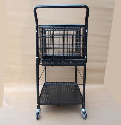 800mm Tinggi 370mm Lebar Rak Penyimpanan Peralatan Olahraga Ballport 325 Bola Tenis Pengajaran Keranjang, Warna Hitam