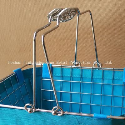135mm Tinggi 285mm Modern Farmhouse Décor 's Market-Style Wire Basket untuk Kamar Mandi, dapur dengan pegangan, tas kain