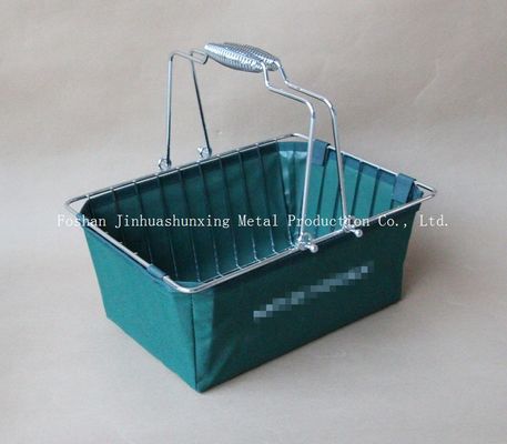 Warna Hijau W215mm L285mm Wire Basket untuk Kamar Mandi, Kicthen Dengan Pegangan, Basis, Tas Kain
