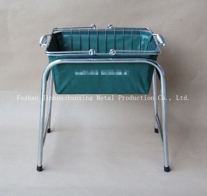 Warna Hijau W215mm L285mm Wire Basket untuk Kamar Mandi, Kicthen Dengan Pegangan, Basis, Tas Kain