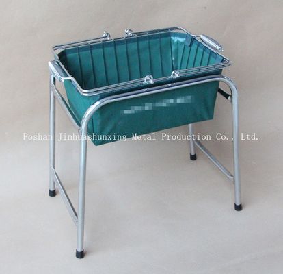 Warna Hijau W215mm L285mm Wire Basket untuk Kamar Mandi, Kicthen Dengan Pegangan, Basis, Tas Kain