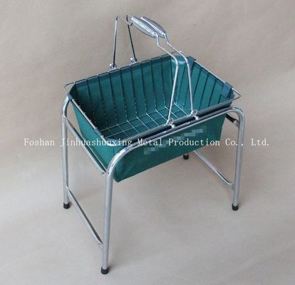 Warna Hijau W215mm L285mm Wire Basket untuk Kamar Mandi, Kicthen Dengan Pegangan, Basis, Tas Kain