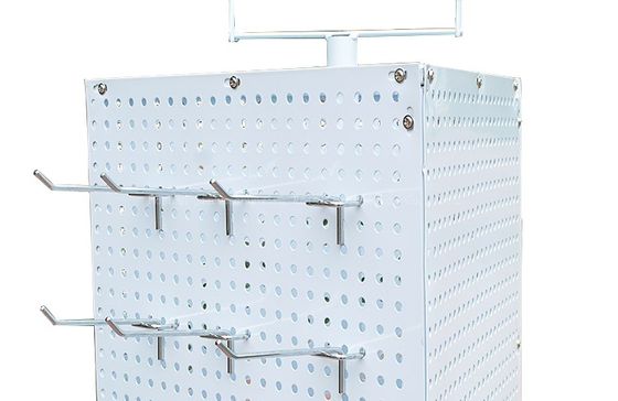 42mm Lebar 165mm Tinggi Perhiasan Pegboard Display Pemegang Brosur Berputar Tiga Sisi, Rak Display Supermarket