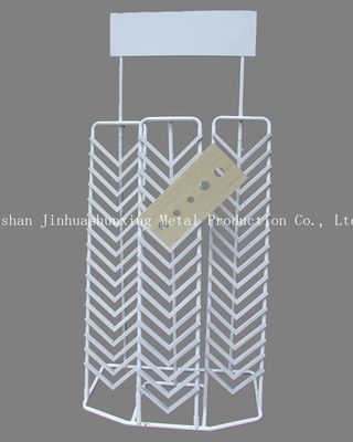 Panjang 1055mm Widh 585mm Waterfall Tile Sample Display Rack Putih Dengan Iklan Untuk 36 Sampel