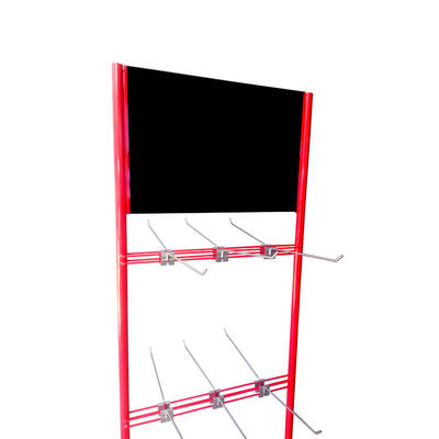 Rak Display Stand Gantung Logam Merah yang Disesuaikan Untuk Toko Ritel Supermarket