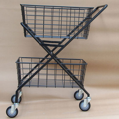 Rak Penyimpanan Peralatan Olahraga Dua Lapisan H950mm W600mm, Troli Bola Tenis Lipat
