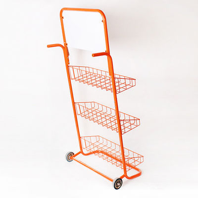 Troli Promosi Rak Supermarket Kustom 3 Tingkatan Toko Ritel