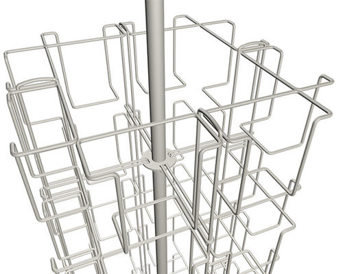 Pencetakan Logo Kustom Tinggi 1650mm Rotating Display Rack TUV Approval