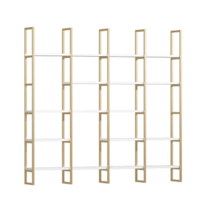 Tinggi Nordic 1800mm Panjang 2500mm Rak Besi Dan Kayu Untuk Toko Kuku