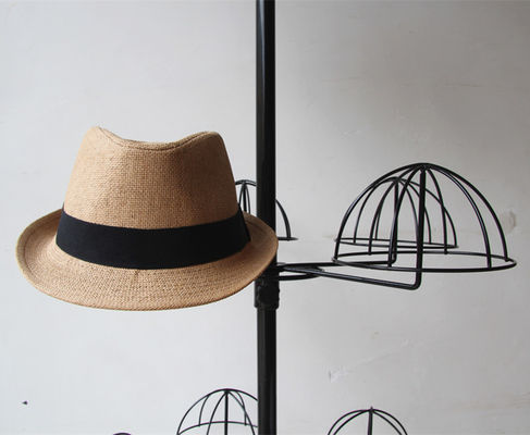 Rak Display Topi Sertifikat TUV Multi Tingkat Warna Hitam Dapat Dilepas