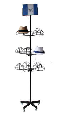 Rak Display Topi Sertifikat TUV Multi Tingkat Warna Hitam Dapat Dilepas