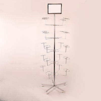 HongChuang 5-Tier 20 Hat Rotating Hat Rack Rak Lantai Logam untuk Topi Dengan Iklan