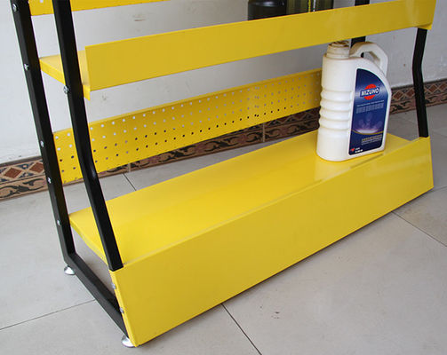 Rak Berdiri Bebas Logam Warna Kuning 4 Tingkat Untuk Toko Aksesoris Mobil