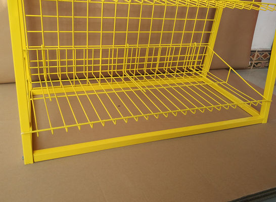 Rak Pajangan Supermarket Logam Warna Kuning Berdiri Lantai