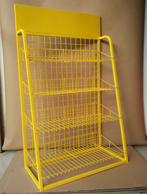 Rak Pajangan Supermarket Logam Warna Kuning Berdiri Lantai