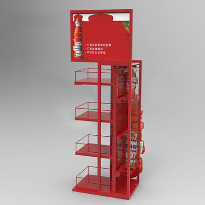Rak Display Minuman Minuman Soda Supermarket Warna Merah Fashoinable