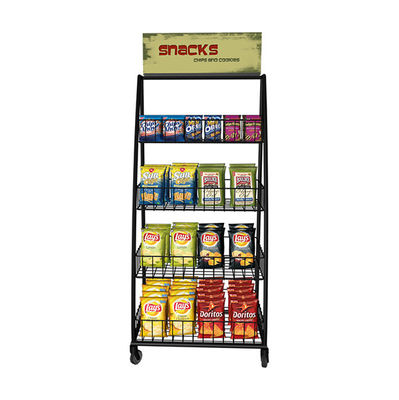 900 * 400 * 2000mm Soda Snack Supermarket Display Racks, Rak Baja Untuk Supermarket