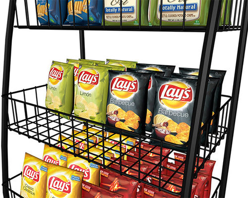 900 * 400 * 2000mm Soda Snack Supermarket Display Racks, Rak Baja Untuk Supermarket
