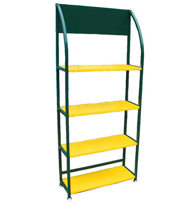 Rak Display Pelumas Sertifikat Warna Kuning TUV Empat Tingkatan