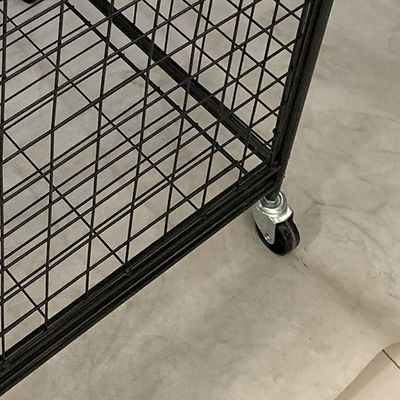 Rak Display Supermarket Logam Warna Hitam Dilepas Dengan Roda