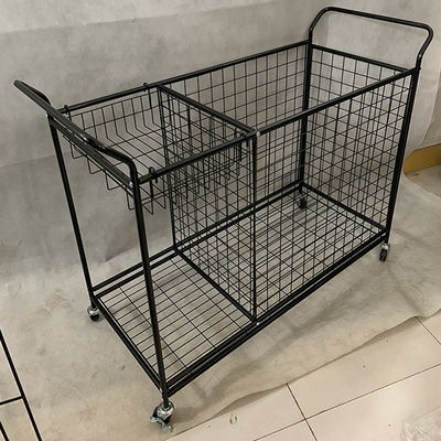 Rak Display Supermarket Logam Warna Hitam Dilepas Dengan Roda
