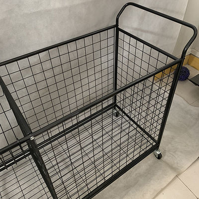Rak Display Supermarket Logam Warna Hitam Dilepas Dengan Roda