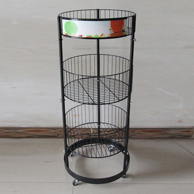 Metal Black Cylinder 497mm Dia Rak Pajangan Kelontong 1080mm Hight