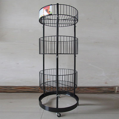 Metal Black Cylinder 497mm Dia Rak Pajangan Kelontong 1080mm Hight