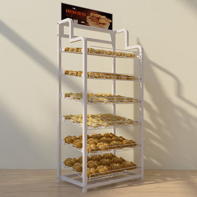 Rak Display Supermarket Multi Tier Warna Disesuaikan Untuk Kue Biskuit Roti
