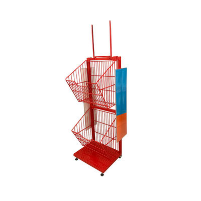 Mesh Wire Warna Merah 400mm Panjang Rak Display Supermarket Untuk Permen Kue