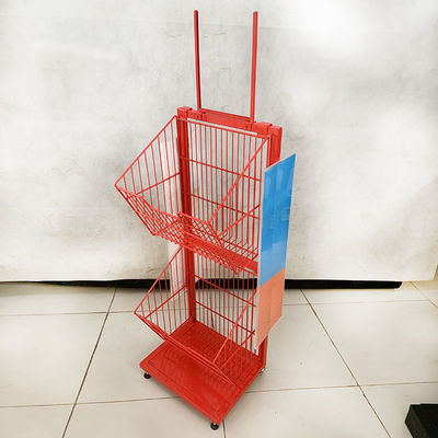 Mesh Wire Warna Merah 400mm Panjang Rak Display Supermarket Untuk Permen Kue