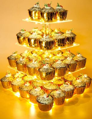 Pastry 4 Tier Acrylic Cupcake Stand Untuk Pesta Pernikahan Ulang Tahun