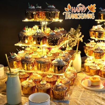 Pastry 4 Tier Acrylic Cupcake Stand Untuk Pesta Pernikahan Ulang Tahun