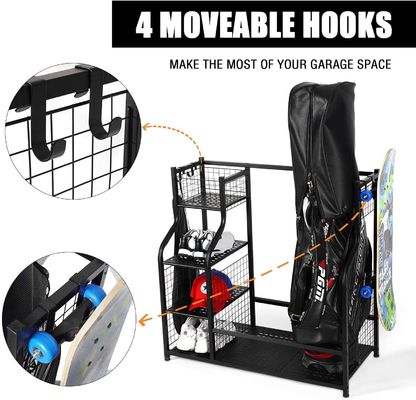 OEM Black Color 2 Golf Bag Garage Organizer Rack Untuk Supermarket
