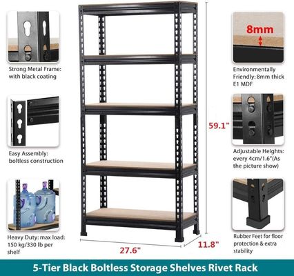 3 Pack Heavy Duty 5 Tier Gudang Rak Penyimpanan Unit Rak Garasi Dapat Disesuaikan 59&quot; H