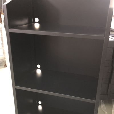 3 Tingkatan Black Cooking Stove Supermarket Display Racks Aluminium Adjustable Shelving