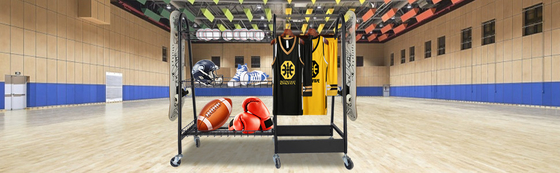 Rak Bola Garasi Logam Rolling Sports Equipment Storage Organizer Dengan Keranjang