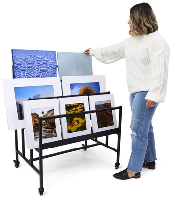 Black Mobile Art Display Stand Rak Buku 3 Tingkat, rak display untuk harga toko